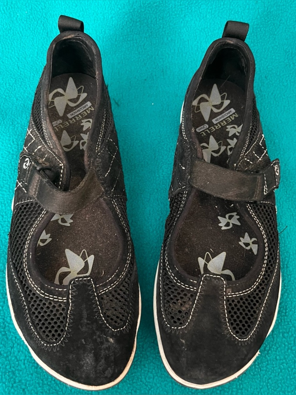 Merrell Performance Footwear Black Mesh & Suede Mary Jane Slip-Ons  Sz 8.5